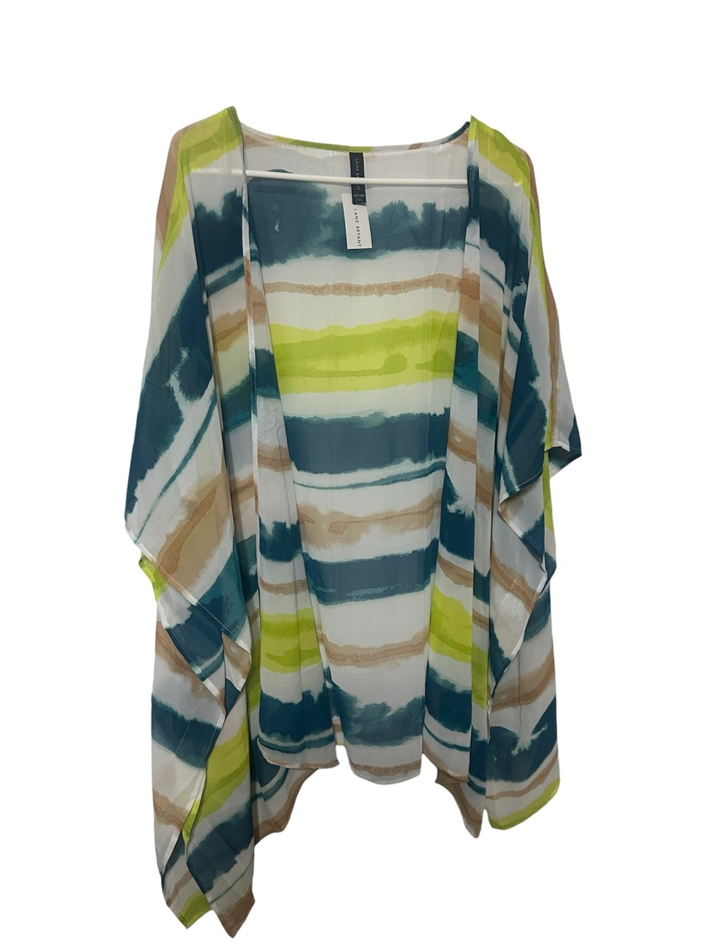 NWT Lane Bryant Watercolor Stripe Sheer Kimono Cover Up One Size